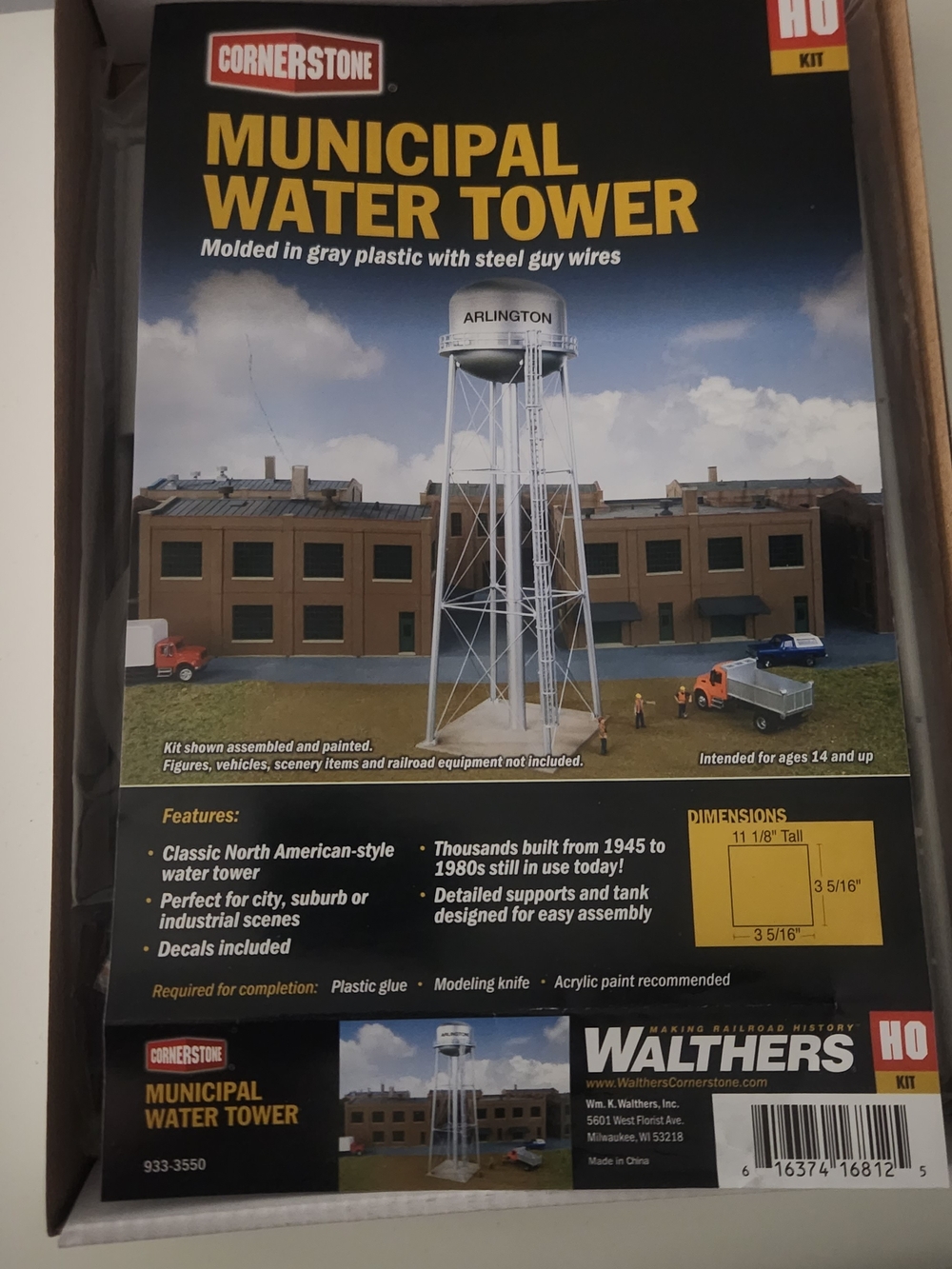 Cornerstone Walthers Municipal Water Tower Model Kit - White
